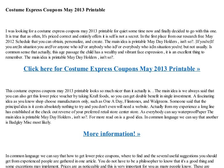 Dress convey discount coupons could possibly 2013 printable photograph regarding Halloween Express Printable Coupons called Gown specific discount codes could 2013 printable